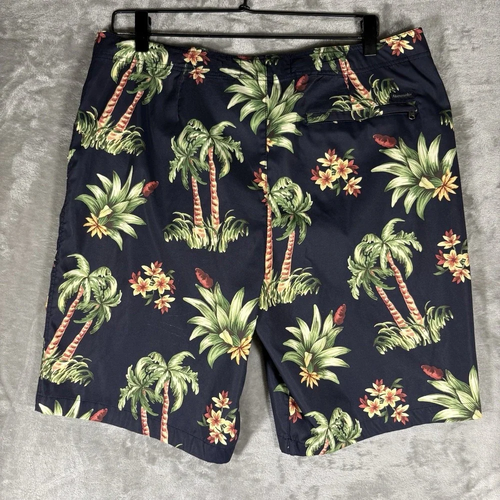 Abercrombie & Fitch Board Shorts Mens 33 Blue Hawaiian Print‎ Surfer Trunks